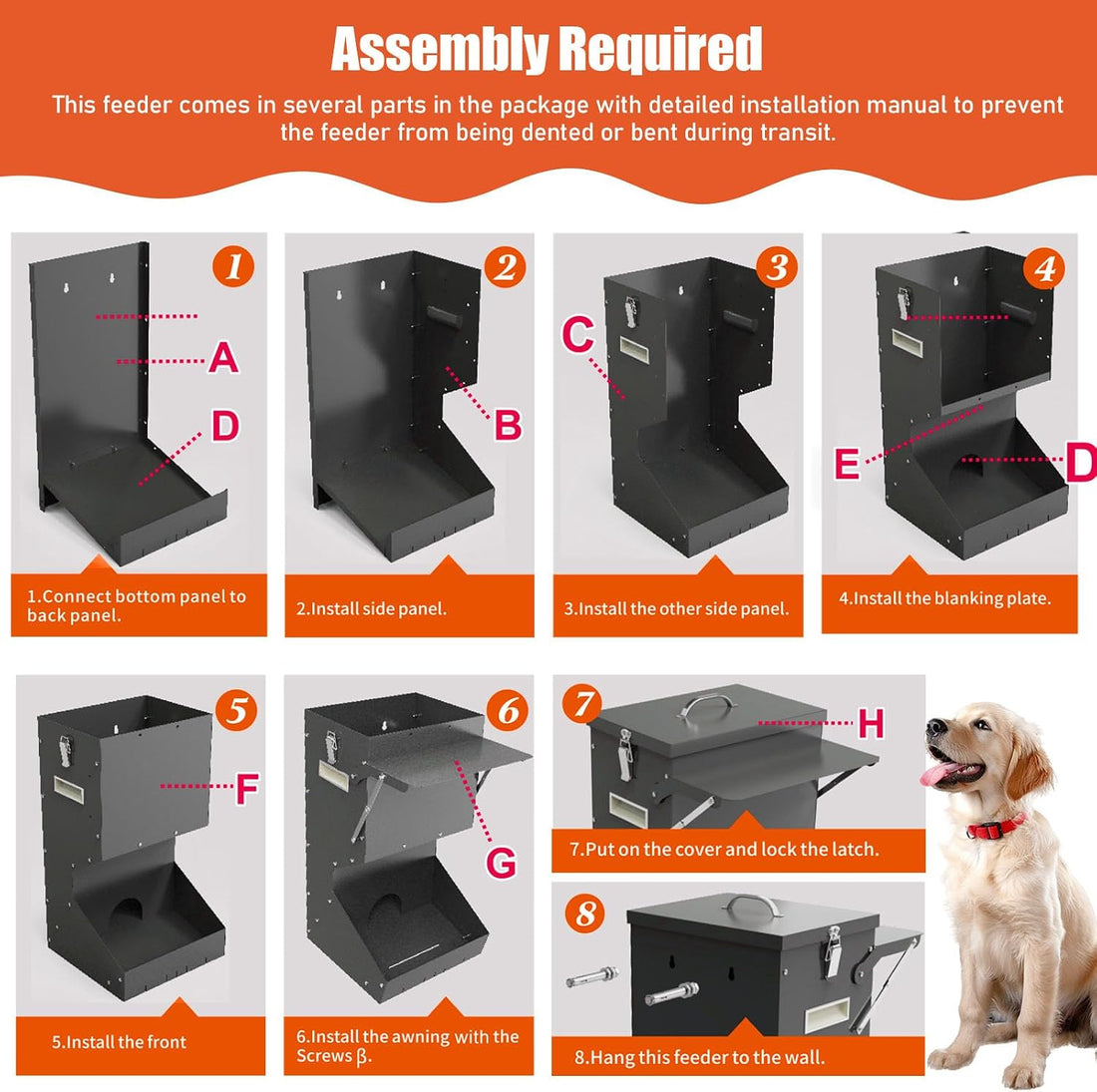 Outdoor Automatic Dog Feeder Large Breed 25 lbs Gravity Dog Feeder