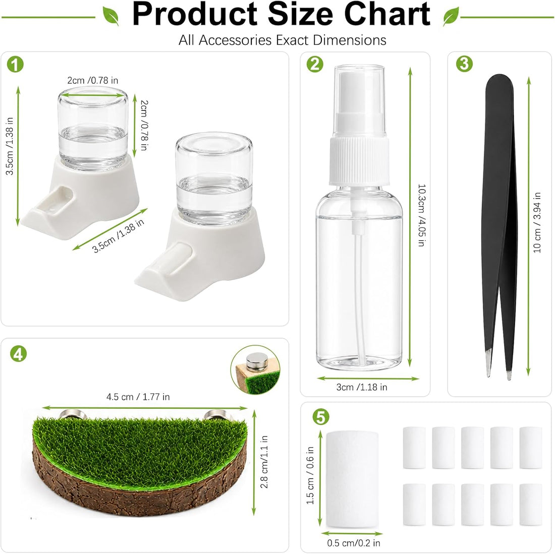 15 Pcs Jumping Spider Water Dispenser Set,Drown-Free Capillary