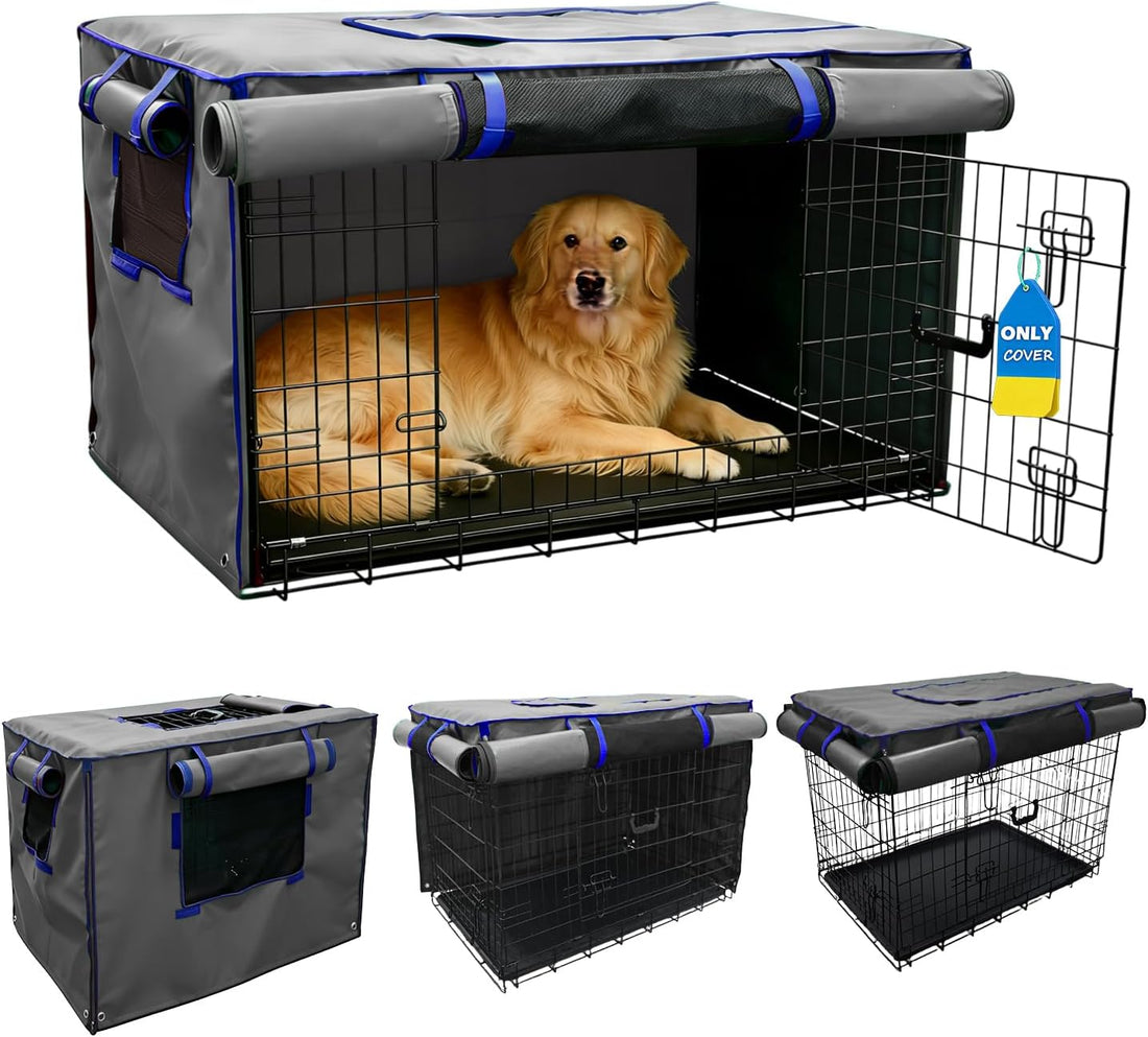 48-Inch Grey Dog Crate Cover, Light-Blocking Roller Shade -Cover Only