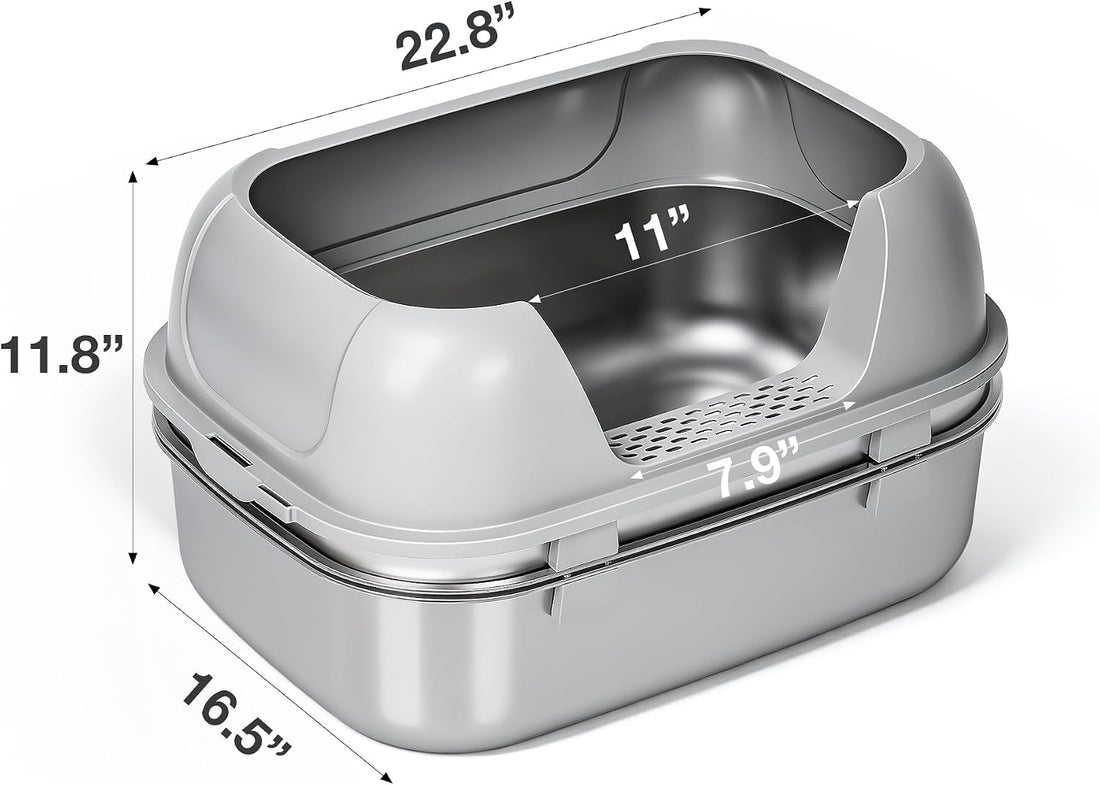 Triple Pan Stainless Steel Sifting Cat Litter Box