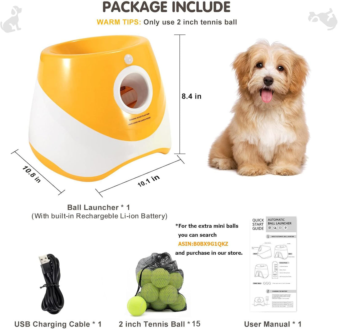 SOCO Automatic Ball Launcher for Dogs, 15 2-Inch Balls, Orange