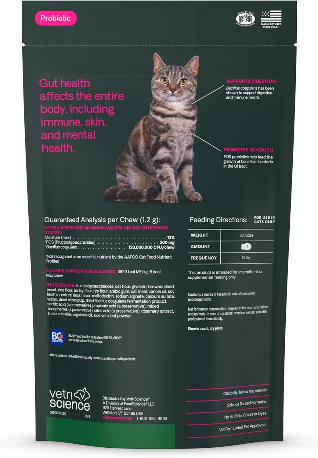 VetriScience Gut Health for Cats, Duck, 60 Count