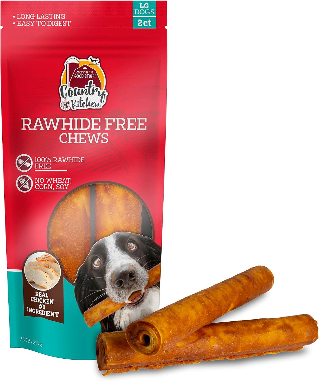 Country Kitchen Rawhide Free Chicken Dog Chews, for Medium Dogs