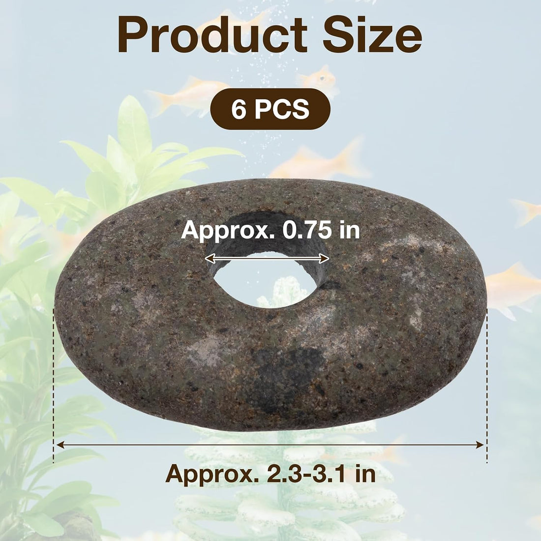 6 Pcs Natural River Rocks for Aquarium Plant Weights, Fish Tank Decor