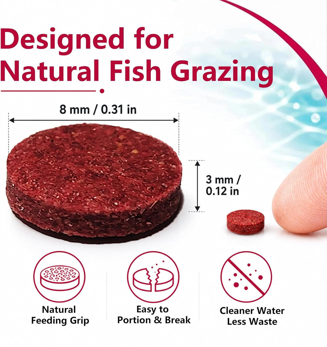 Bloodworm Fish Food Tablets, 175 Tabs, Stick-On Tablets for Betta