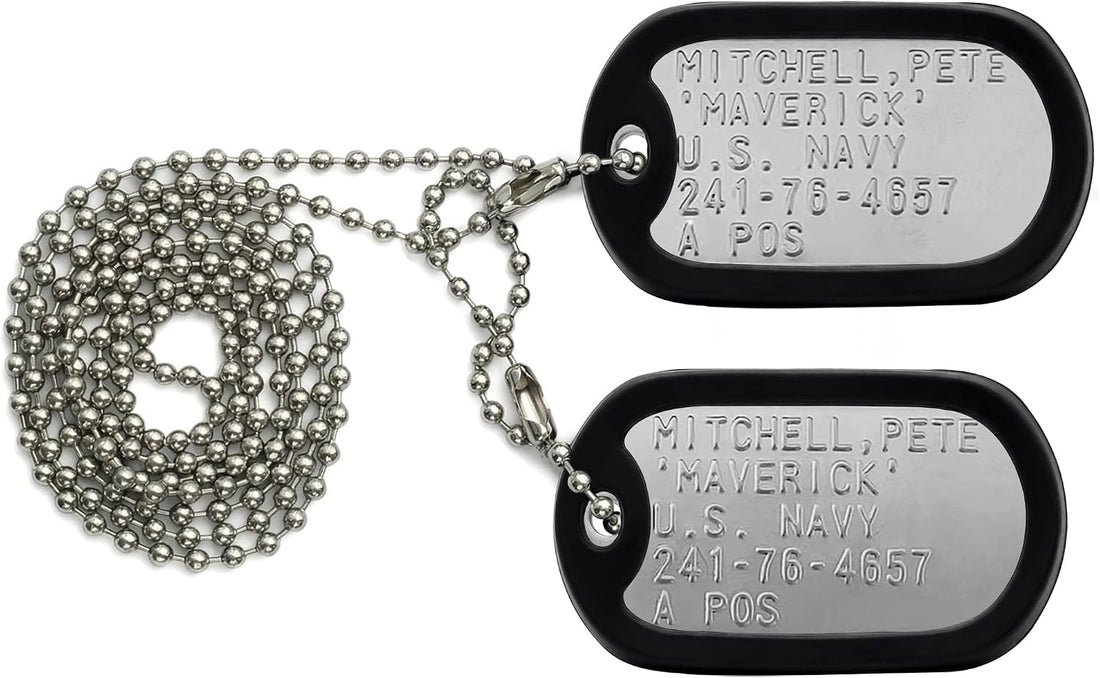 Stainless Steel Military Dog Tag Set with Chains and Silencers