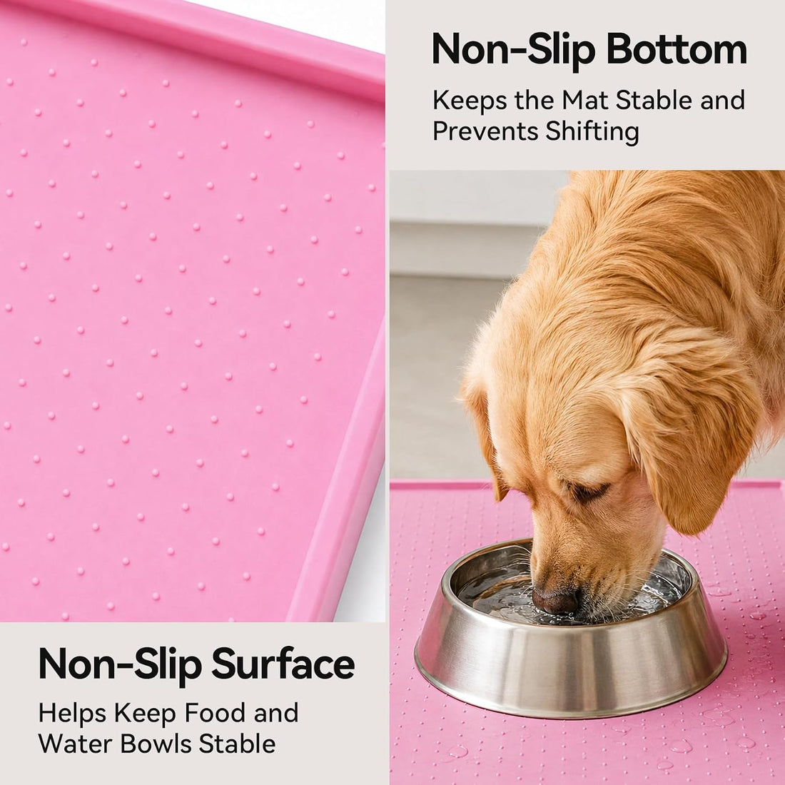 Dog Food Mat, Raised Edge Waterproof Silicone, 19x12