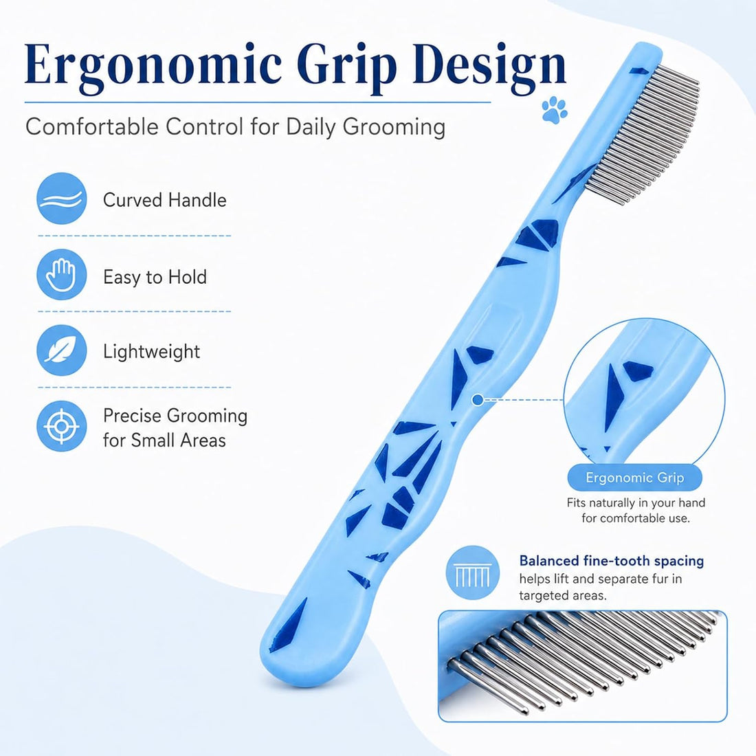 2 Pack Pet Eye Face Comb and Cat Shedding Brush for Dogs Cats