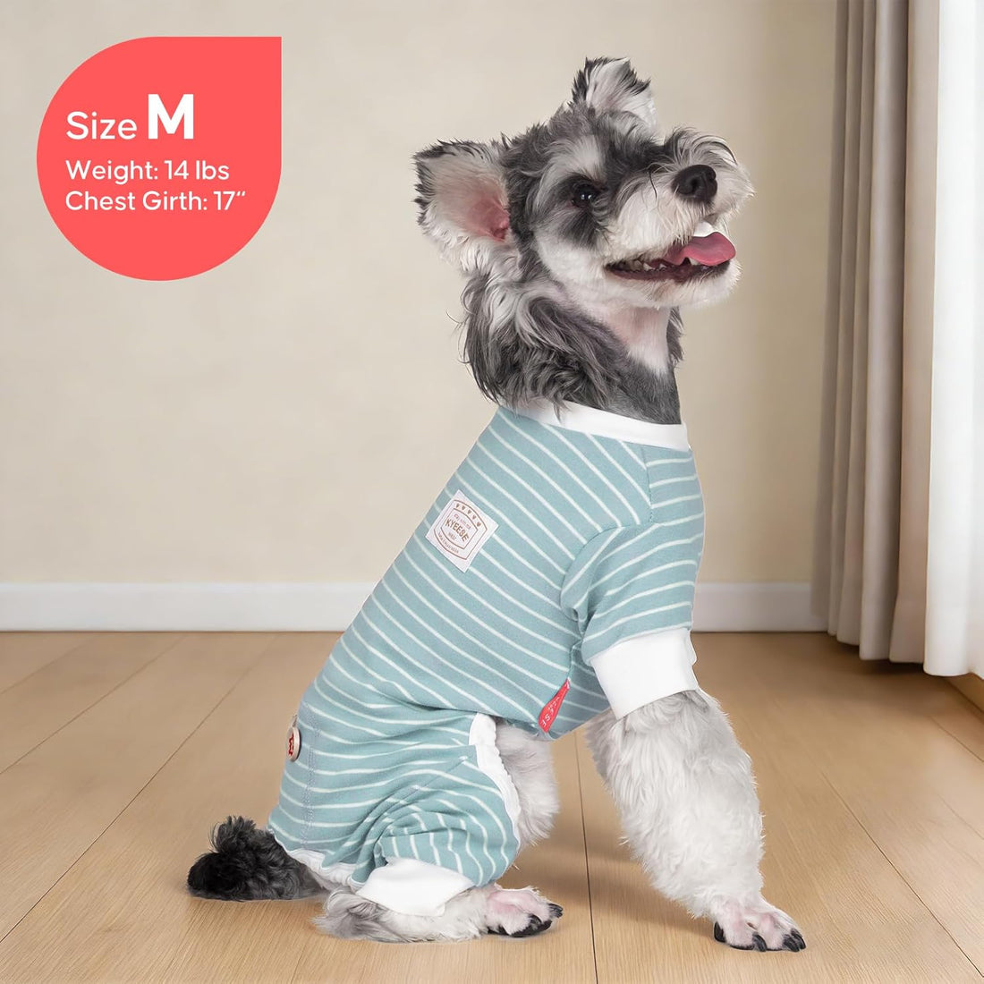 KYEESE Dog Pajamas Stretchable 4 Legs Doggie Jammies Striped Jumpsuit