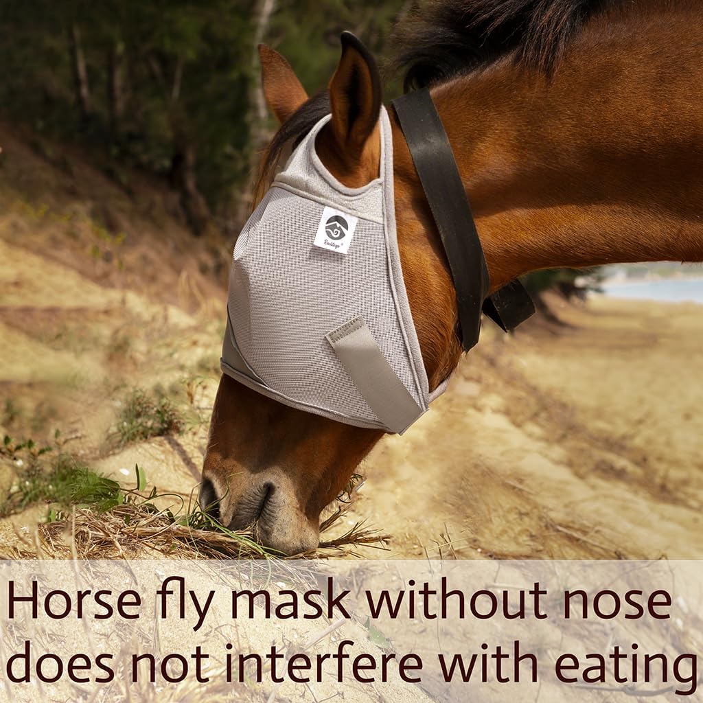 Raelitego Horse Fly Mask Without Ears, Breathable Mesh UV Protection