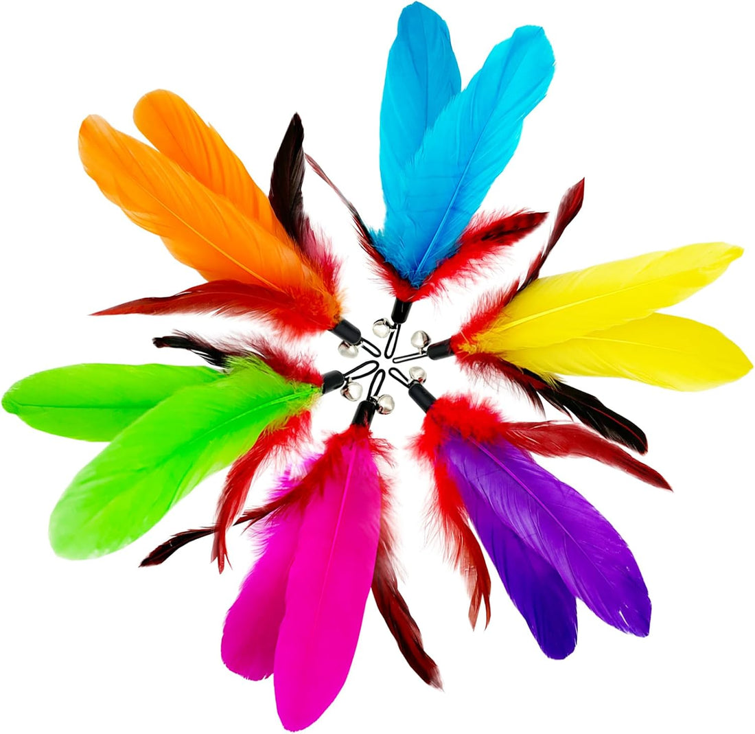 Cat Feather Toys Refills, 10 Pieces Worms Feathers Refills