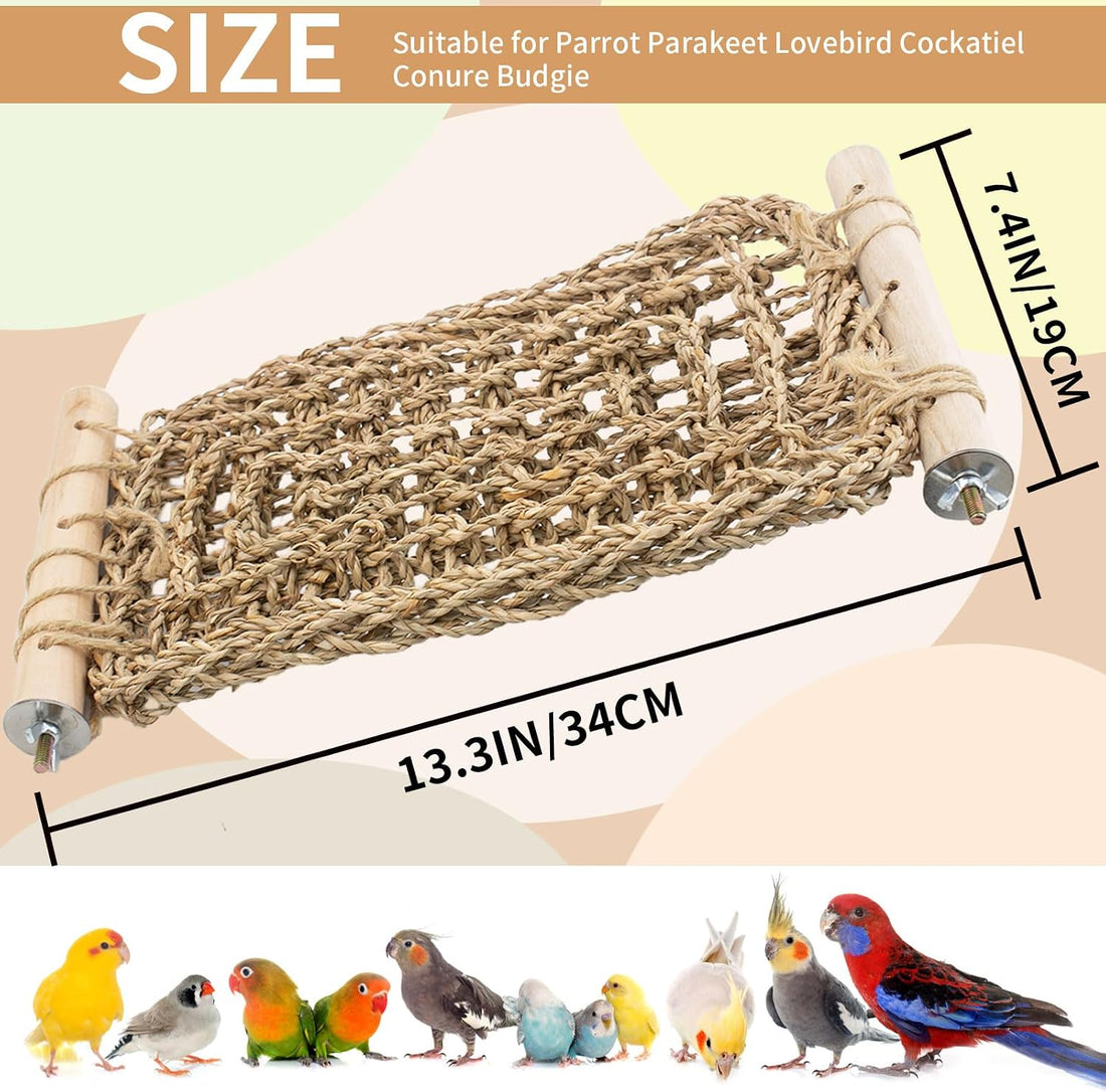 Bird Cage Accessories Seagrass Mat Climbing Ladder with Perch 13x7