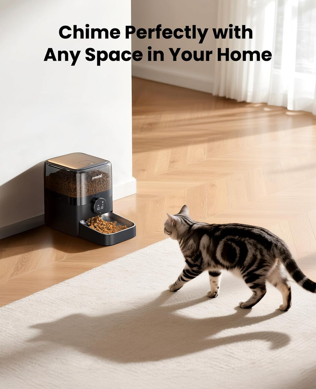 oneisall Automatic Cat Feeder for Large Kibble and Snacks