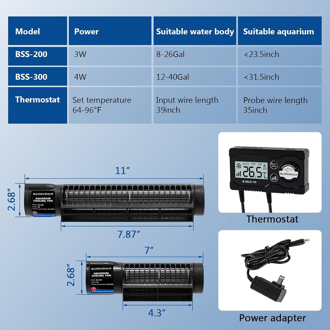 BAOSHISHAN Aquarium Chiller Fan with Auto Temperature Control