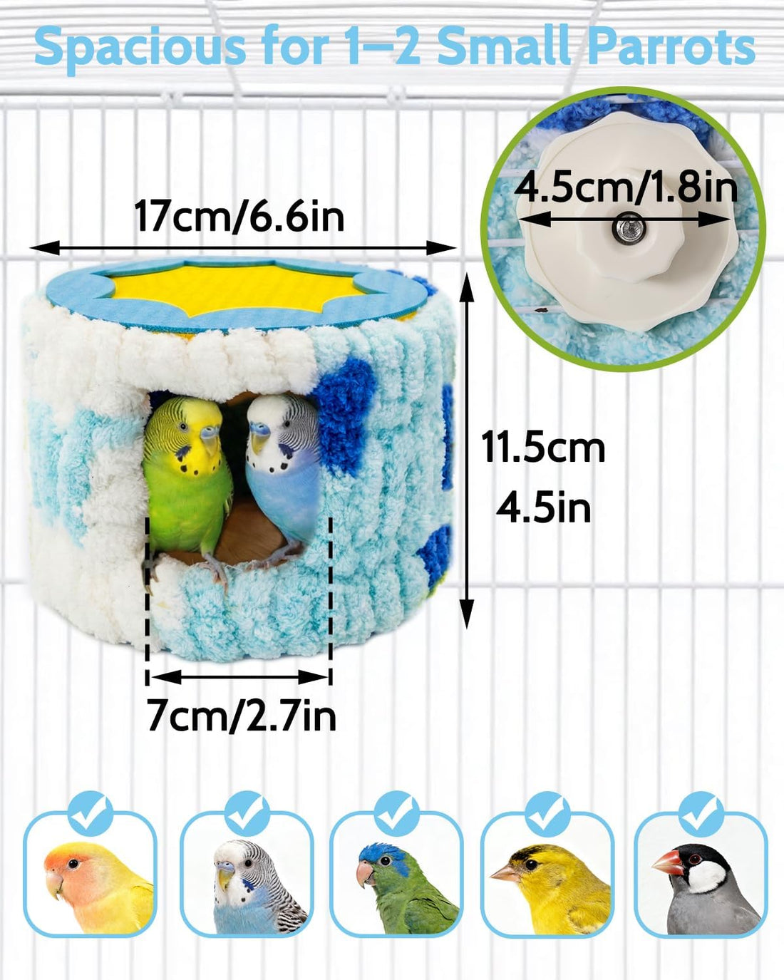Bird Nest for Cage with Support Frame & Pad, Foot-Friendly Felt
