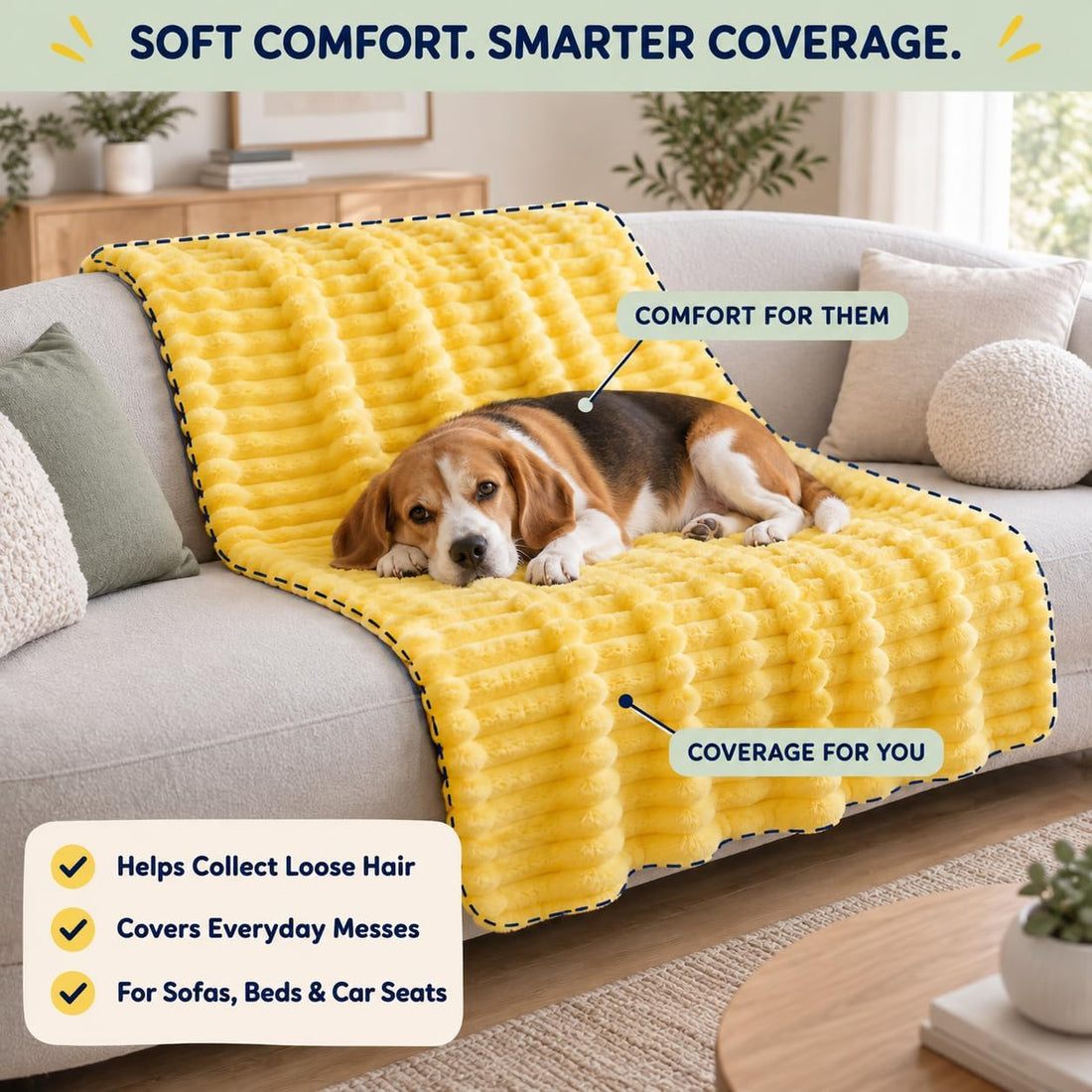 Emotional Support Blanket Yellow Dog Security Blanket Indoors Sofa