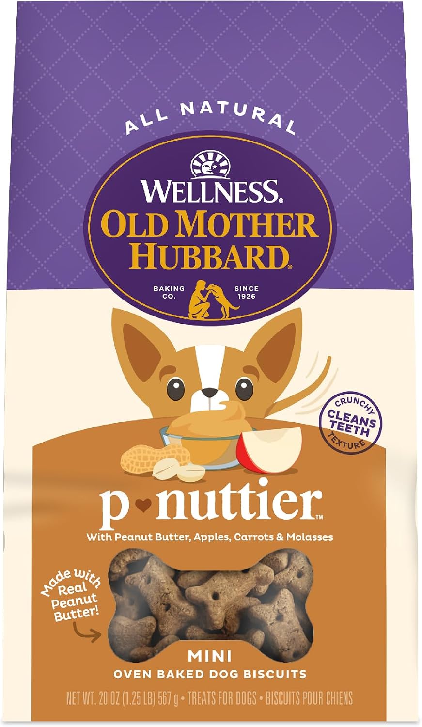Old Mother Hubbard Wellness P-Nuttier Dog Biscuits, Natural