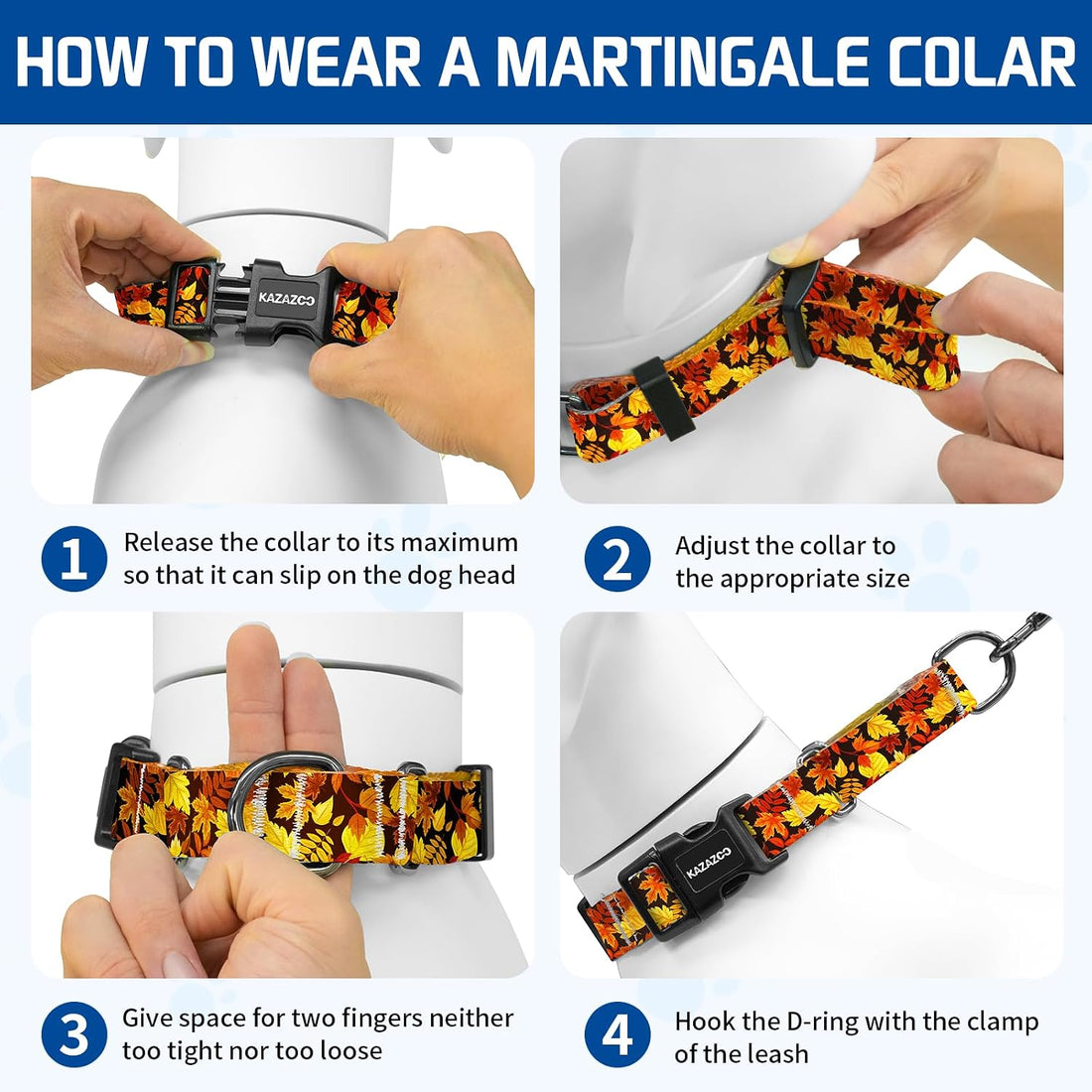 Kazazoo Martingale Collar for Dogs with Quick Release Buckle