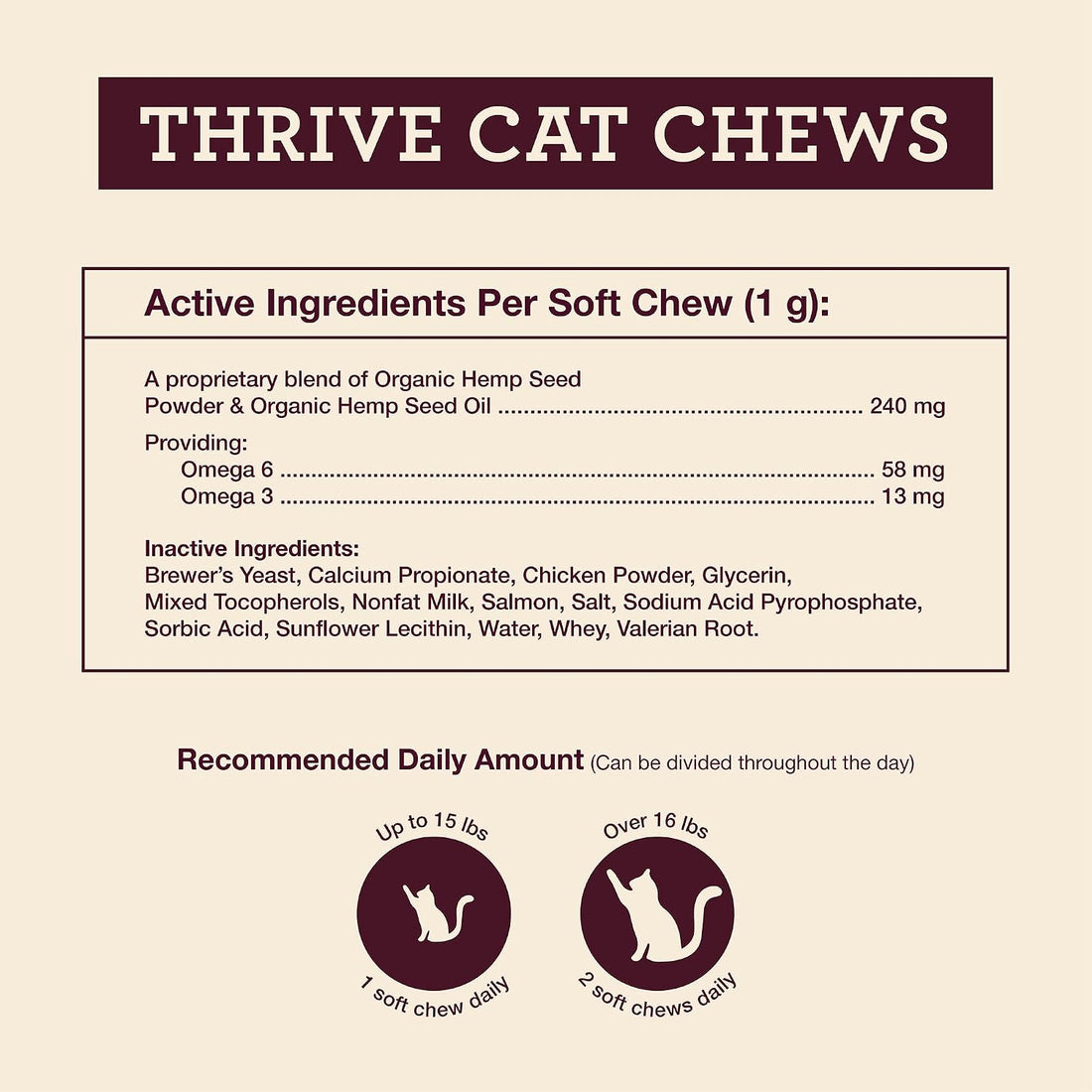 Hemp Well Organic Thrive Cat Soft Chews, Hip & Joint Support, 60-Count