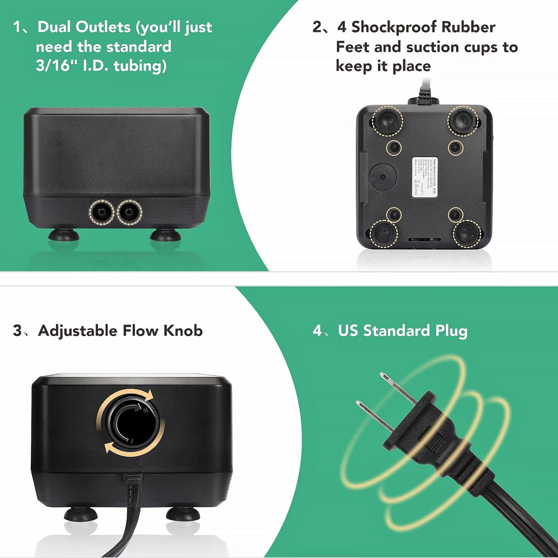 hygger 5W/10W Ultra Quiet Aquarium Air Pump