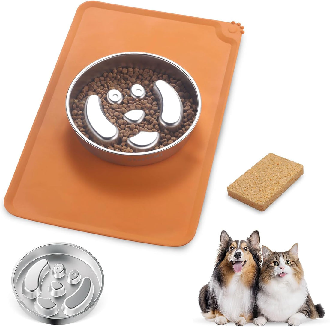 Stainless Steel Slow Feeder Dog Bowls