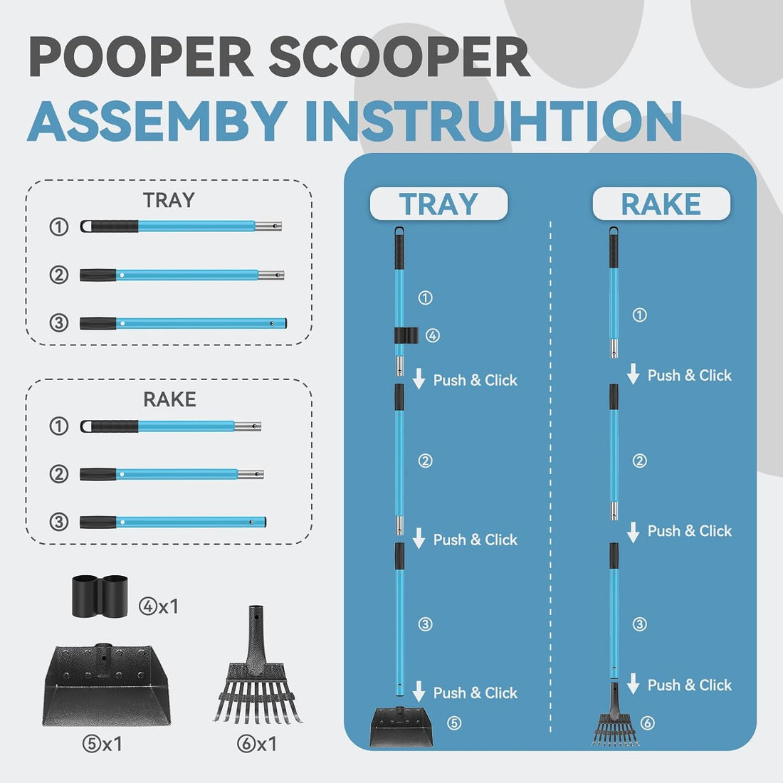 Dog Pooper Scooper,Stainless Metal Poop Scooper for Yard Long Handle