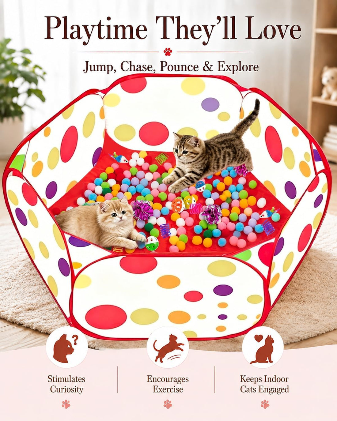Cat Ball Pit with 227 Pcs Interactive Cat Toys
