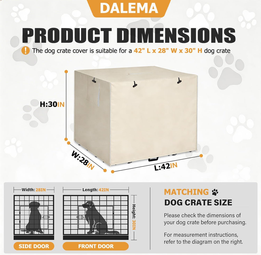 Dalema 42Inch Wire Dog Crate Cover,Durable Windproof Privacy