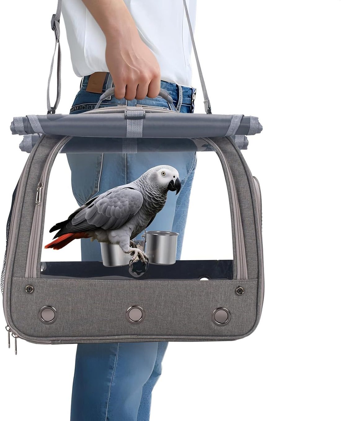Bird Carrier Parrot Travel Cage with Perch, Food Bowl