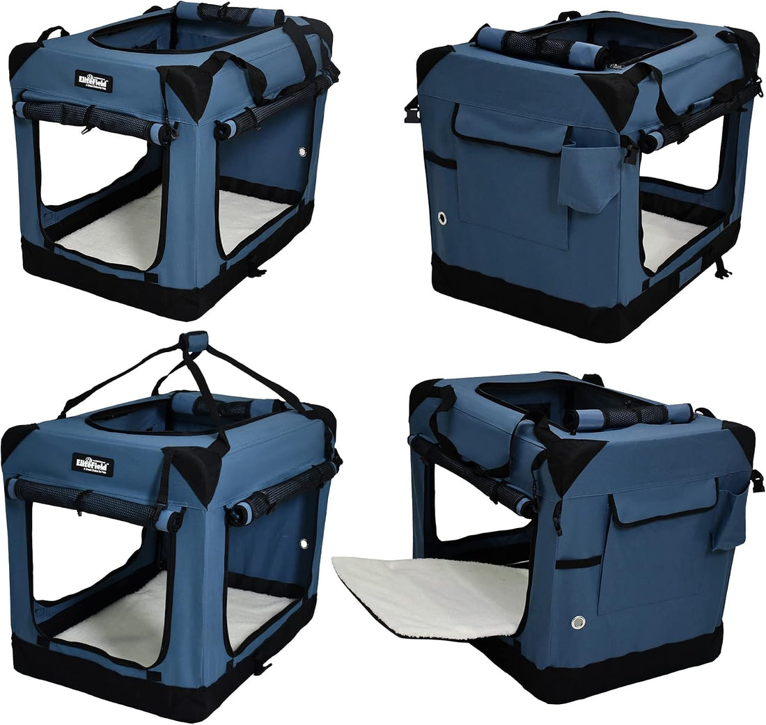 EliteField 4-Door Folding Soft Dog Crate with Curtains