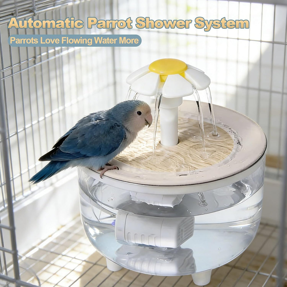 kathson Automatic Bird Bath Shower Fountain for Parrot Bathing