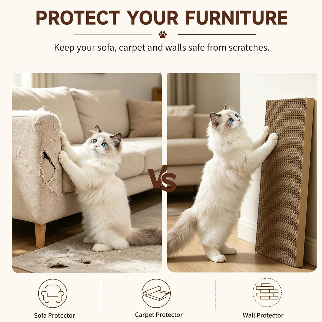 5-Pack Reversible Cat Scratcher,Cat Scratch Pad for Indoor Cats