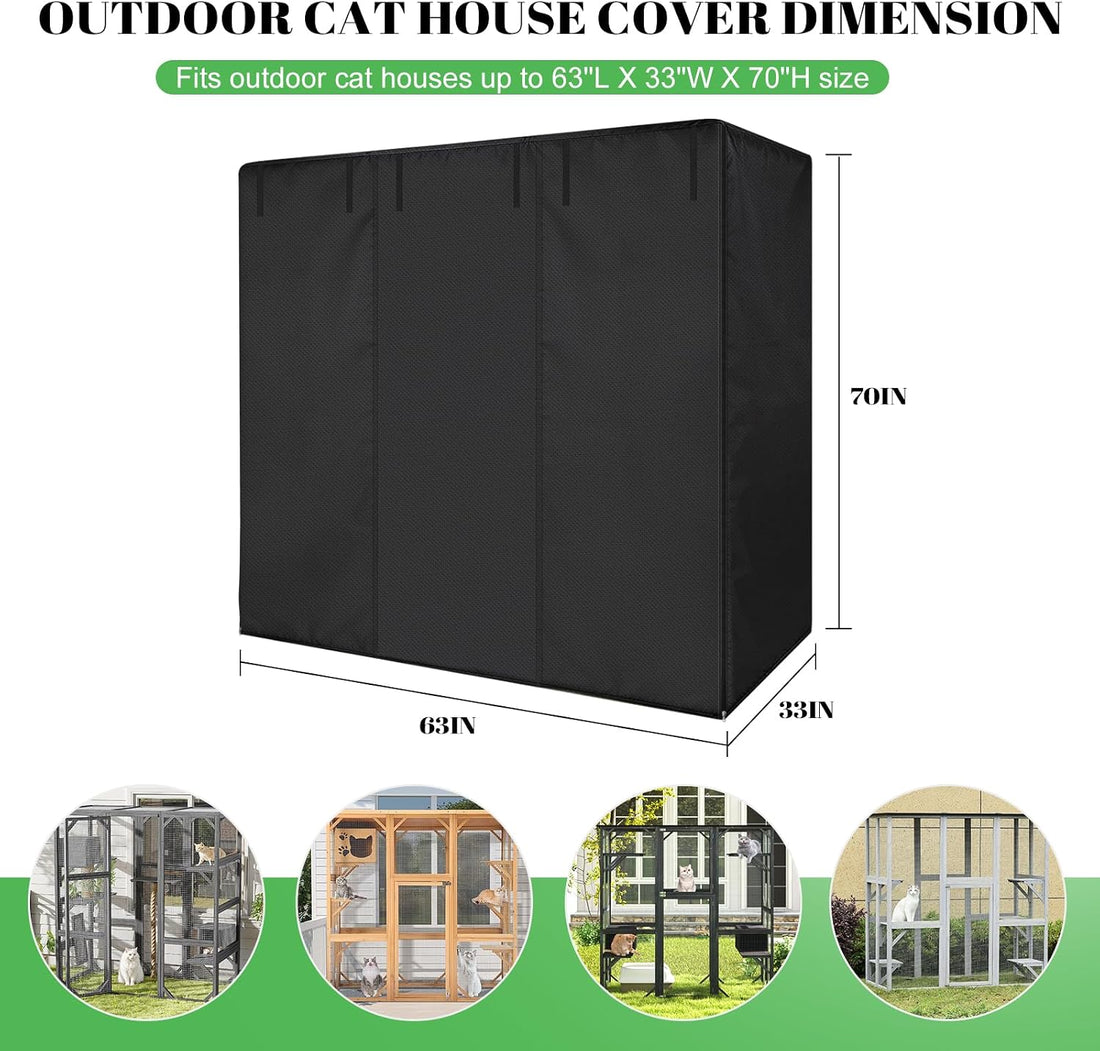 Cat House Cover, Outdoor Cat Enclosure Covers 600D Waterproof Full