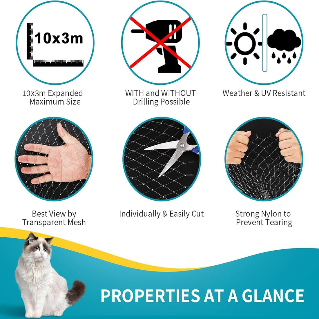Cat Netting Balcony Netting for Apartment Anti-Fall Fence Net Pet