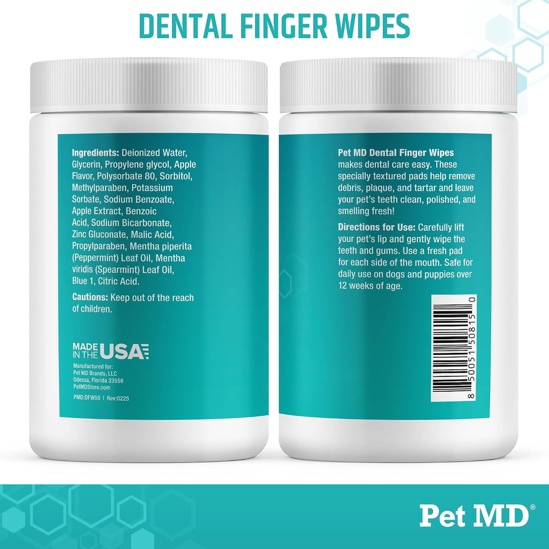 Pet MD Pet Dental Finger Wipes for Dogs