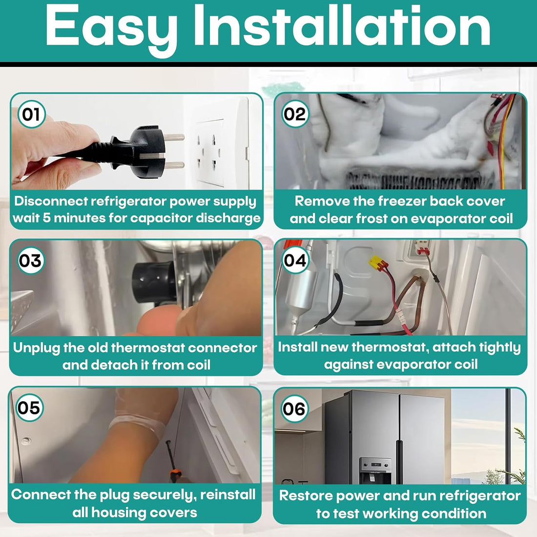 2 Pcs DA47-00243K Defrost Bi-Metal Thermostat Compatible with Samsung
