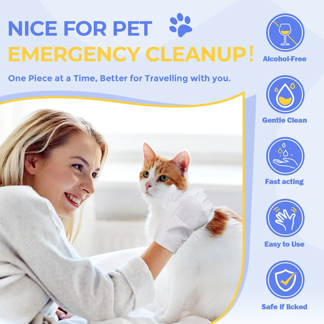 PUPMATE Pet Cleaning Glove Wipes for Dogs & Cats
