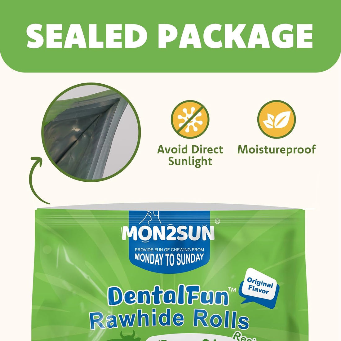 MON2SUN Dog Rawhide Rolls Twist Sticks Chew Treats Natural Flavor 6.5