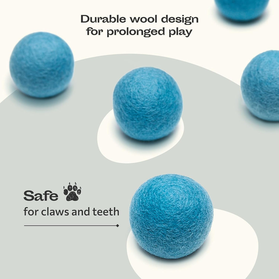 MEOWFIA Wool Ball Toys - 6-Pack of Safe for Cats and Small Dogs Balls