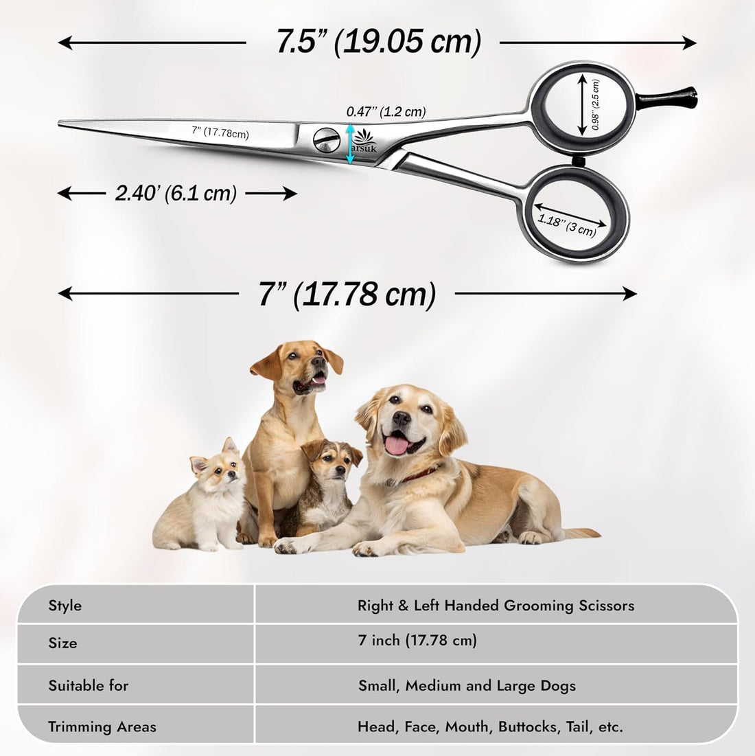 ARSUK Dog Grooming Scissors 7-Inch Professional Japanese Stainless