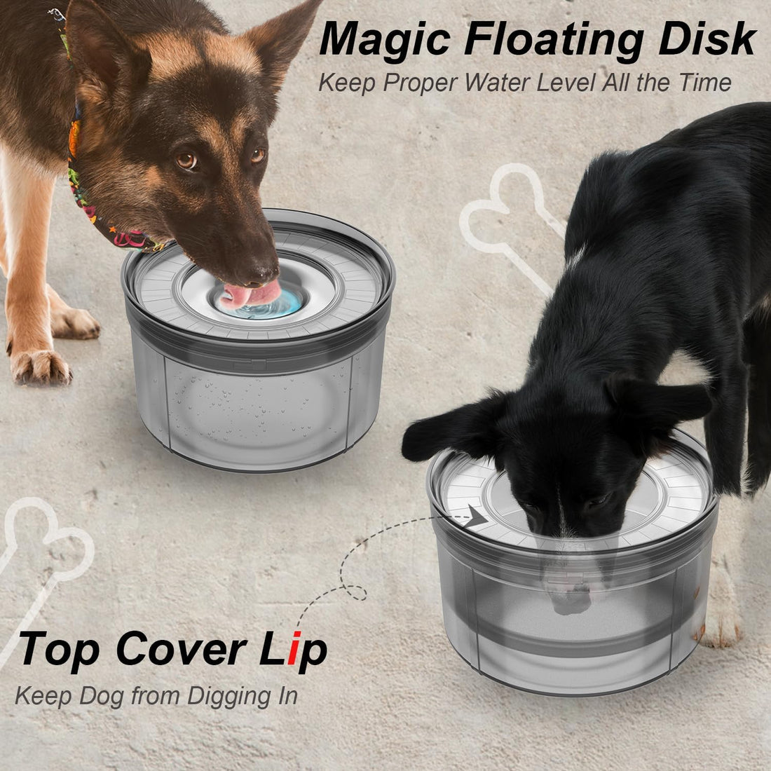 Techphardo 1Gallon No Spill Dog Water Bowl-3.8L Large Capacity