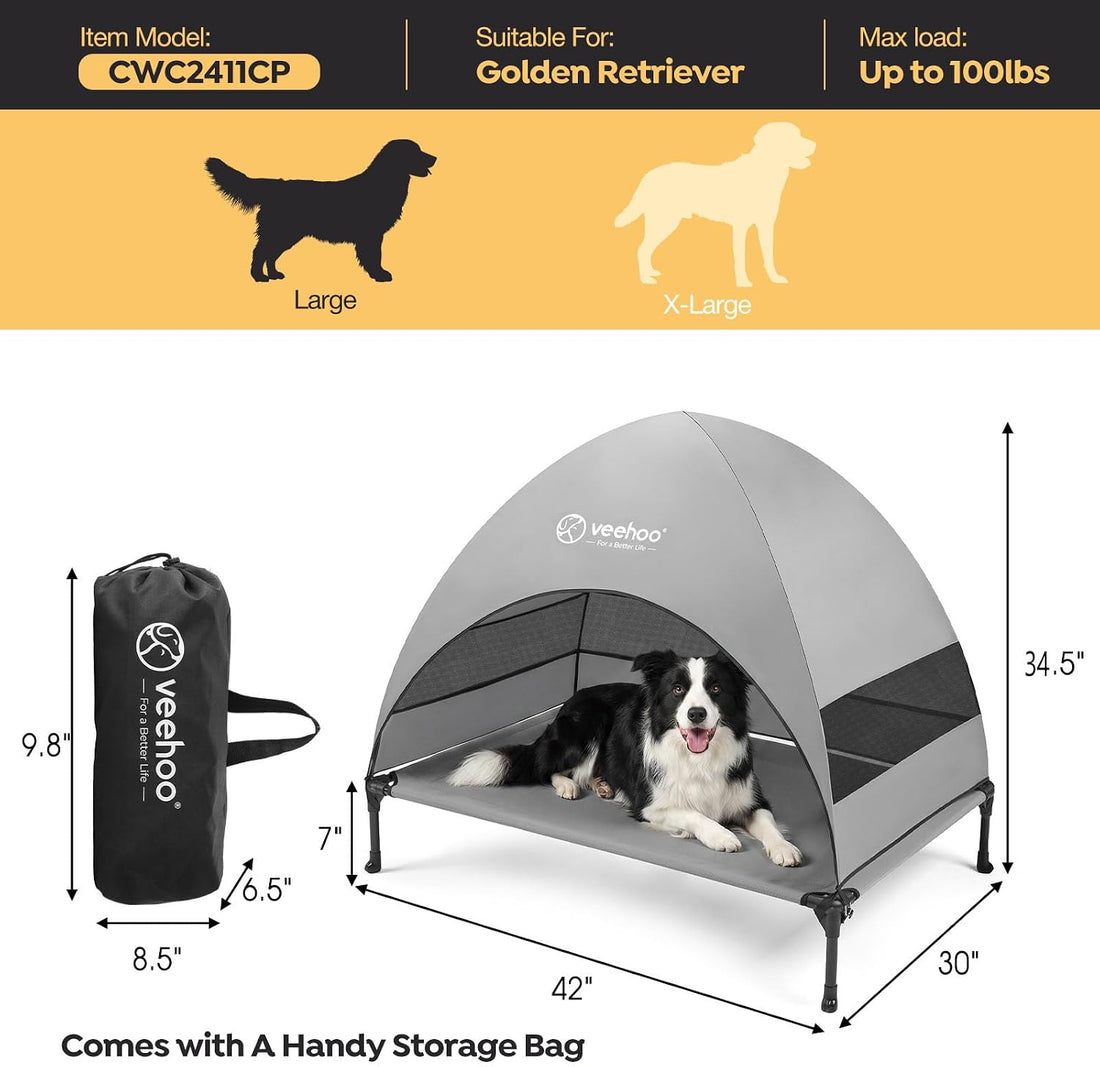 Veehoo Outdoor Dog Bed with Canopy