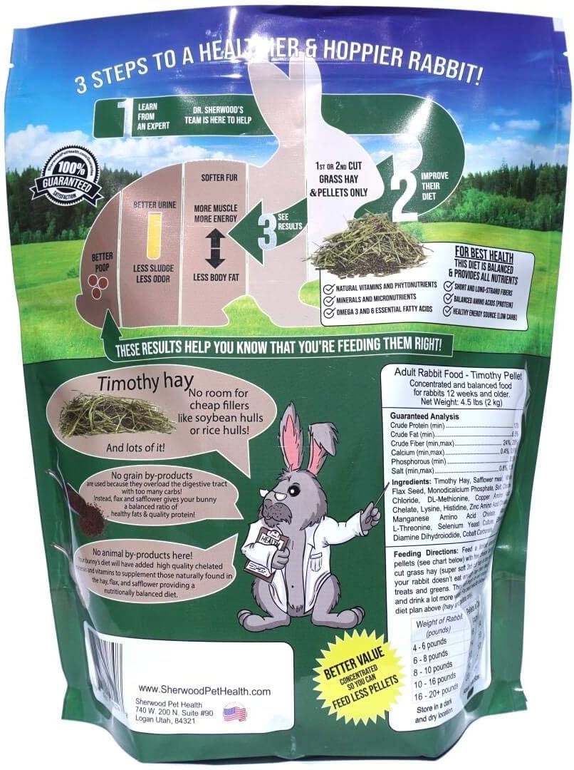 Sherwood Pet Health Adult Rabbit Food Timothy Hay Pellet 4.5 lbs.