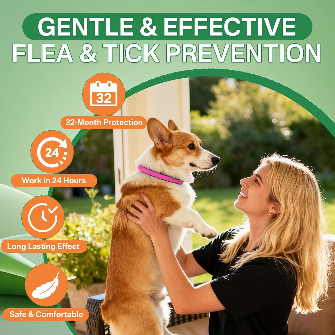 Puyrzoe Flea and Tick Prevention for Dogs, 4 Pack Flea Collar for Dogs