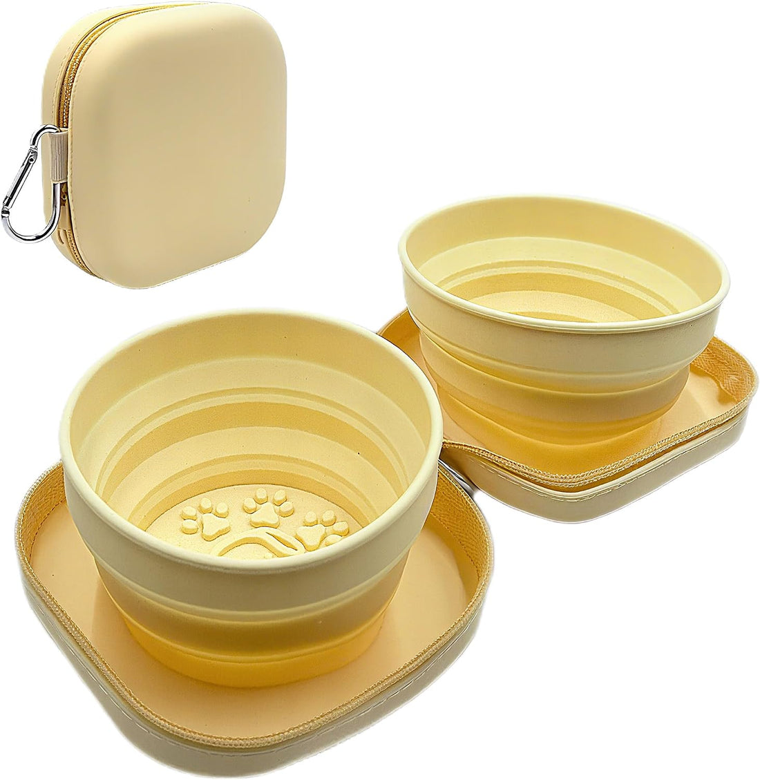 Portable Dog Bowl, Collapsible 2-in-1 Travel Dog Bowls with Carabiner