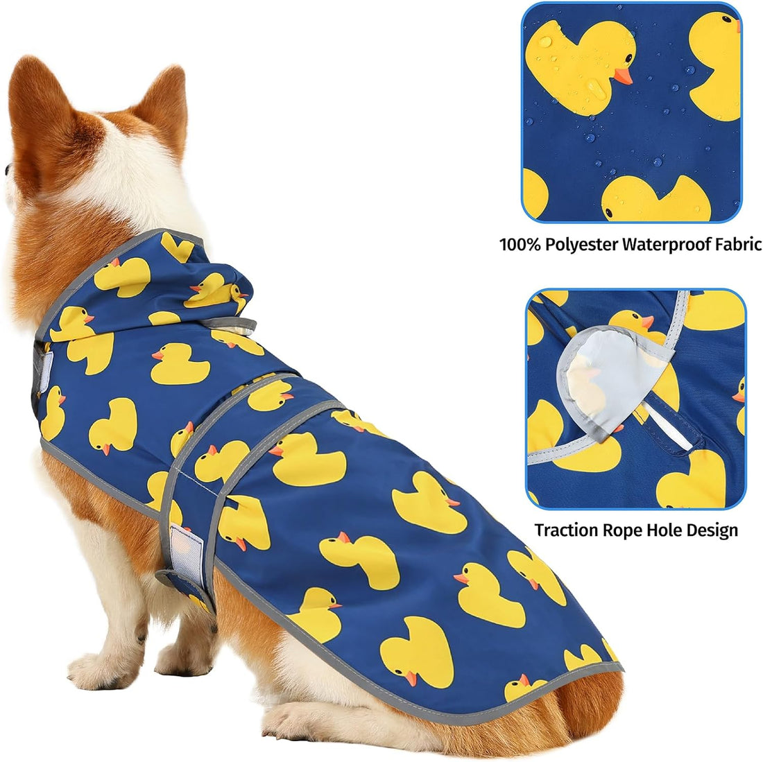 Dog Raincoat, Waterproof Dog Rain Jacket with Hood