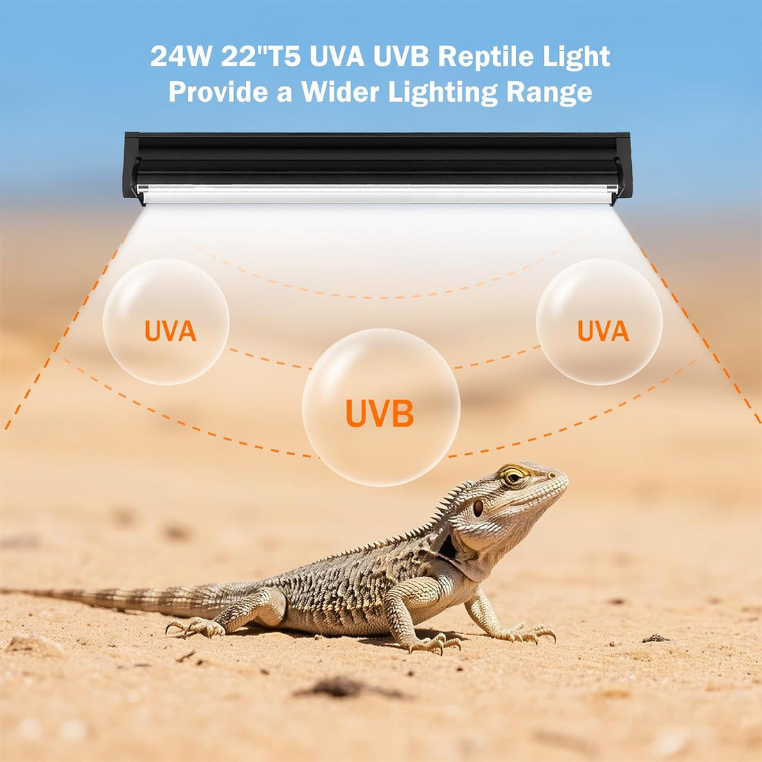 T5 10.0 UVB Reptile Light Bulb, 24W 22" 2-Pack for Bearded Dragon