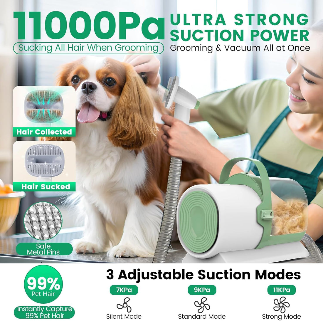 Dog Grooming Vacuum, Pet Grooming Kit with Clipper Nail Trimmer