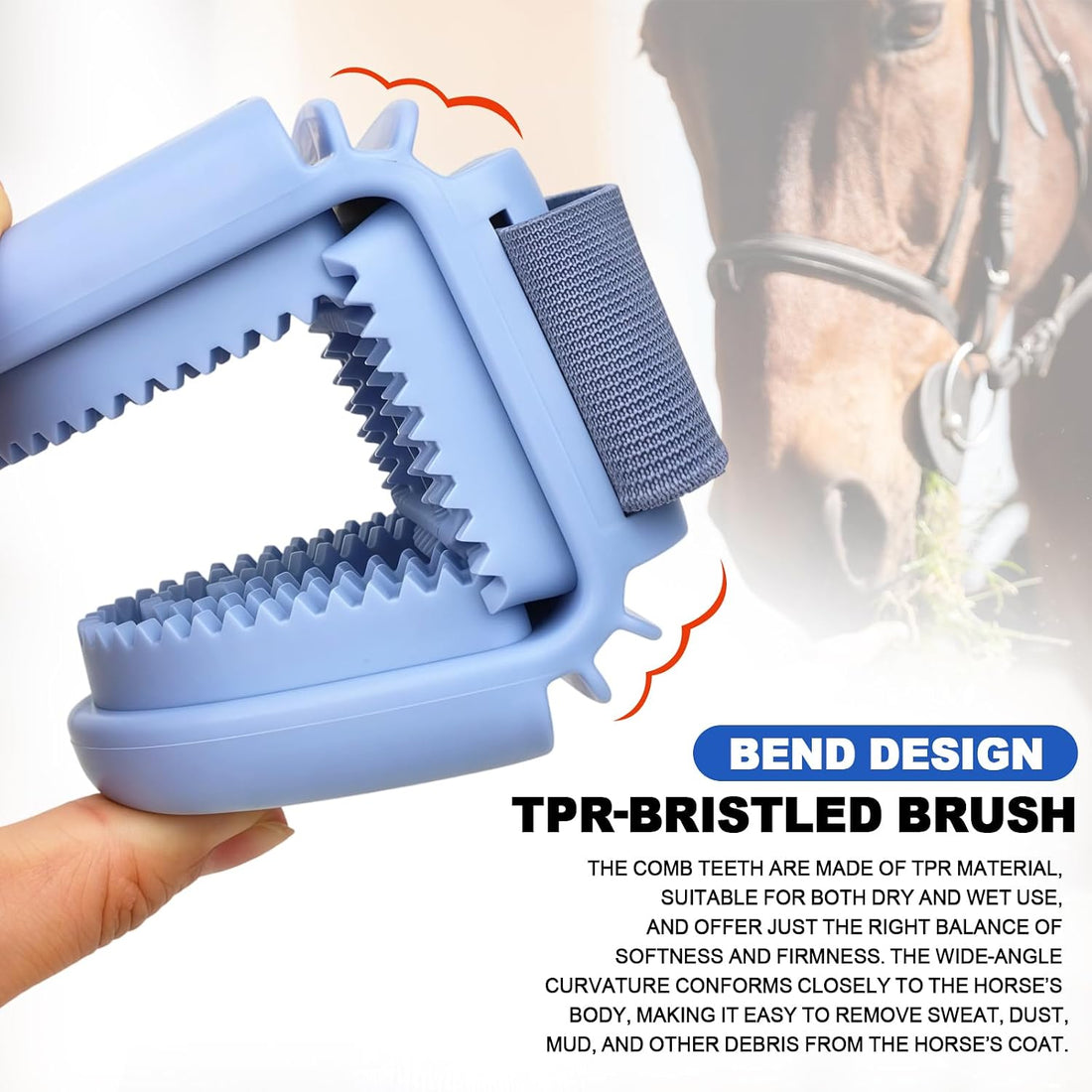 Blue Flexible&Bendable Curry Comb for Horses&Dogs Grooming Brush