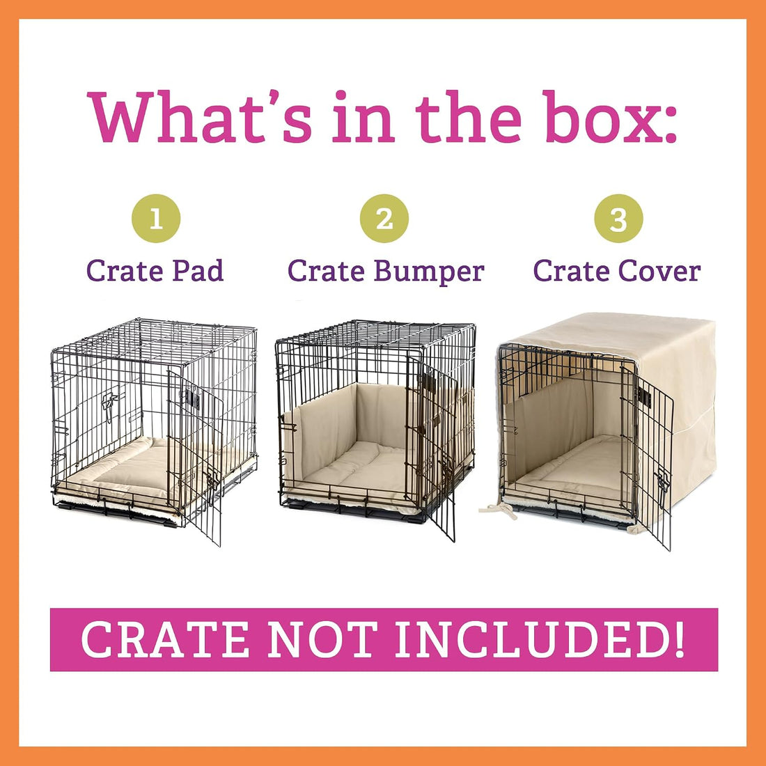 Pet Dreams 3-Piece Set Includes Dog Crate Cover